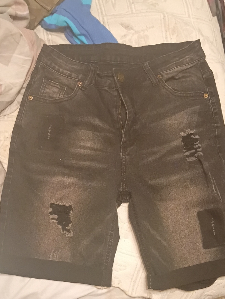 Men's Black Distressed Jean Shorts